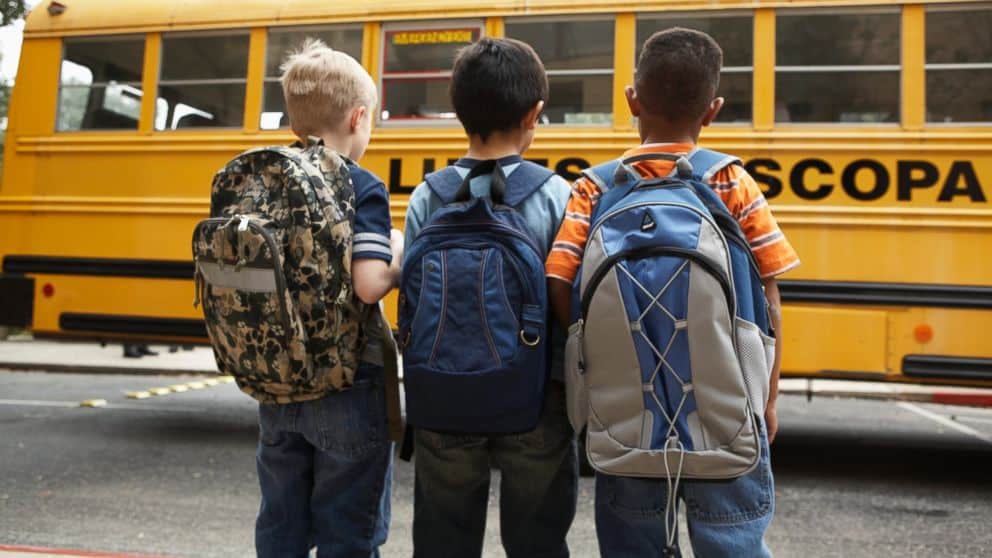 Kids Waiting on the Bus to Head to School