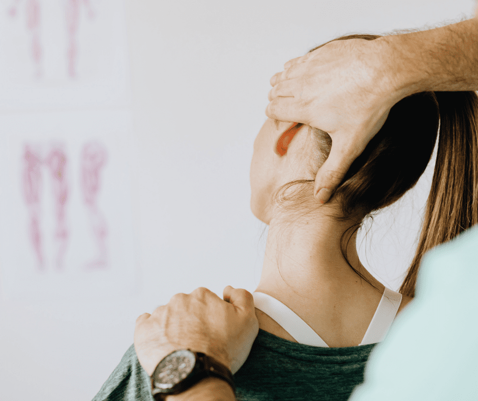 A young woman receiving her regular chiropractic treatment.