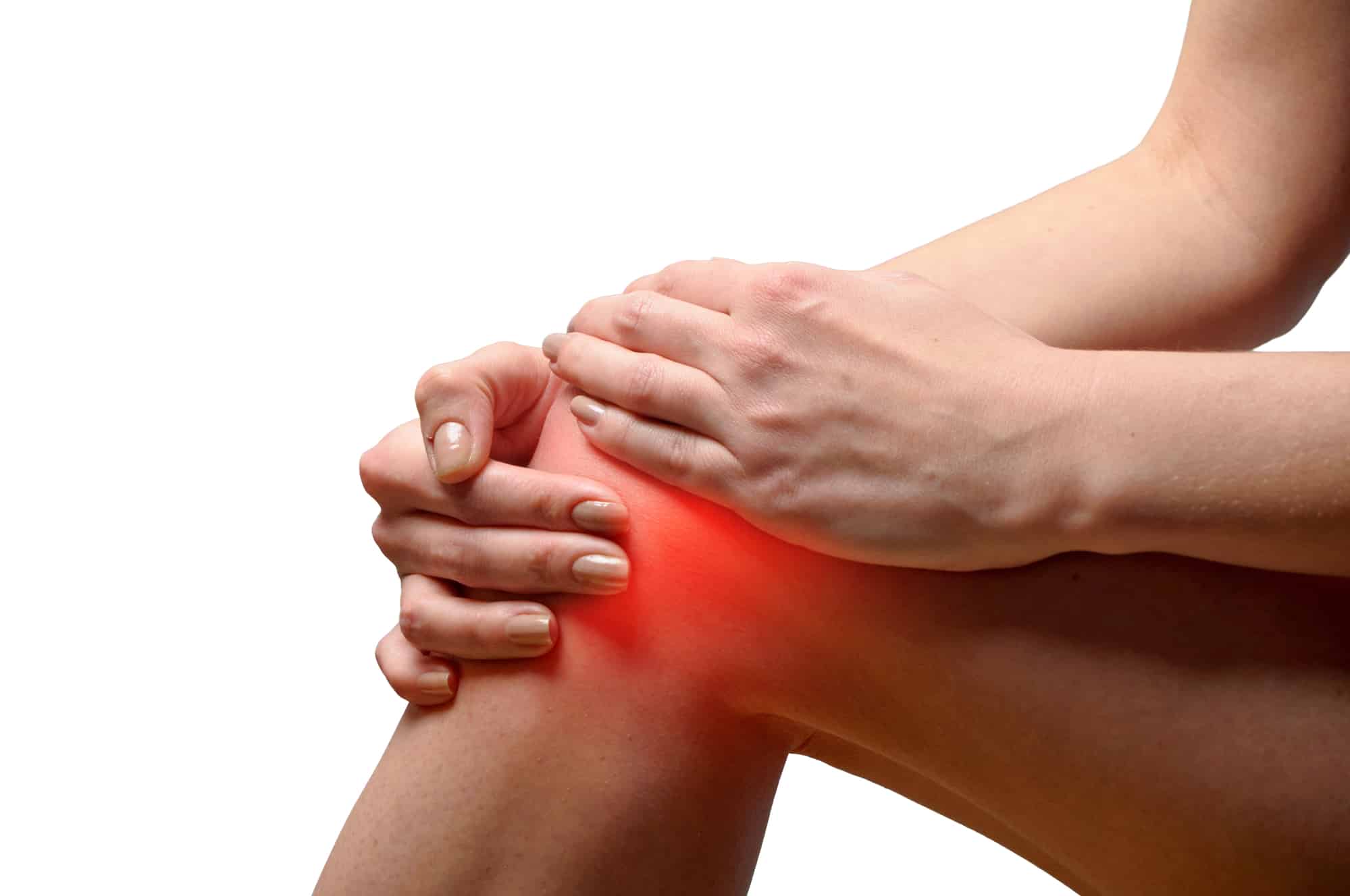 A woman is experiencing knee soreness due to osteoarthritis