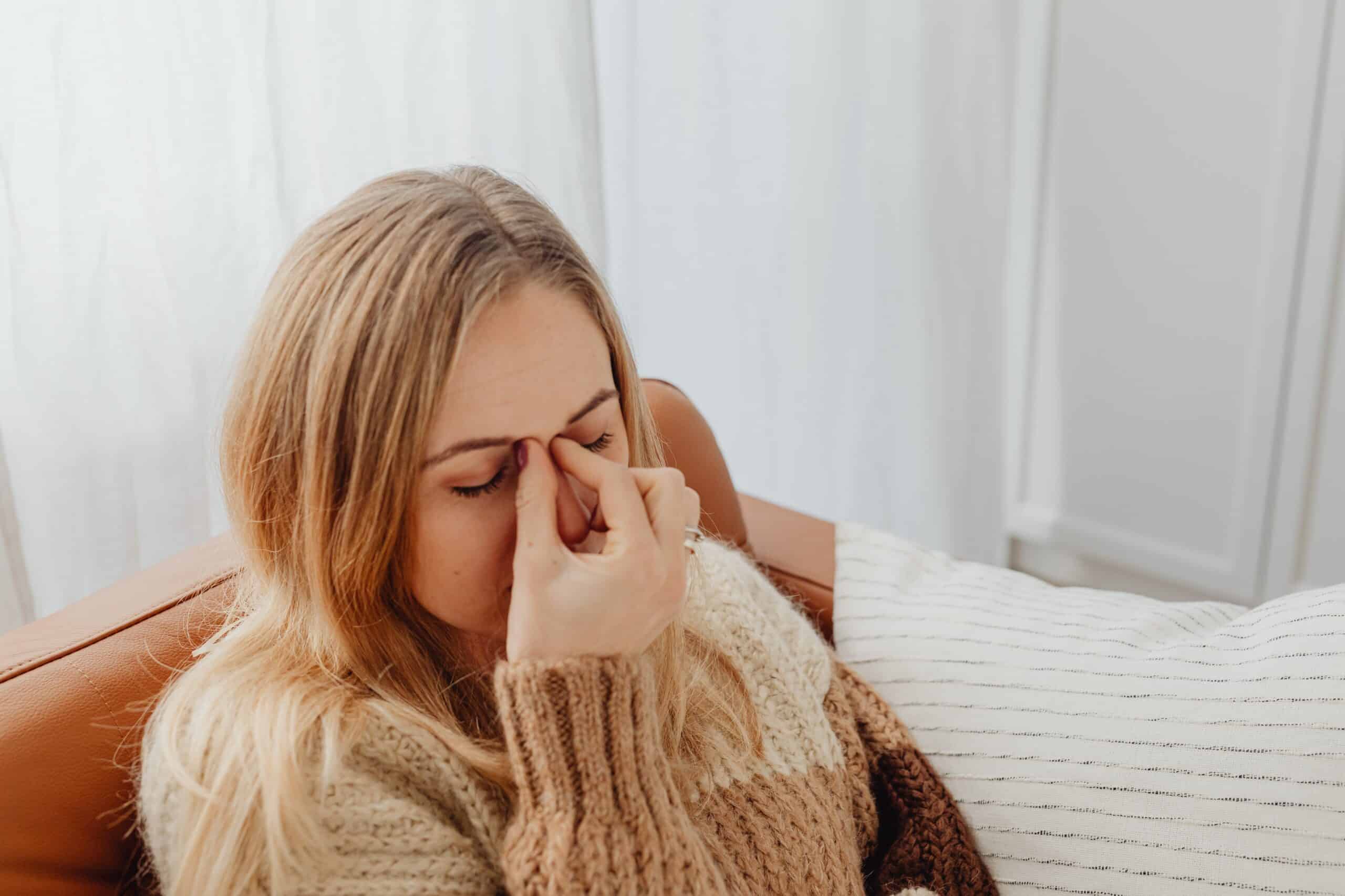 A woman suffering from sinusitis