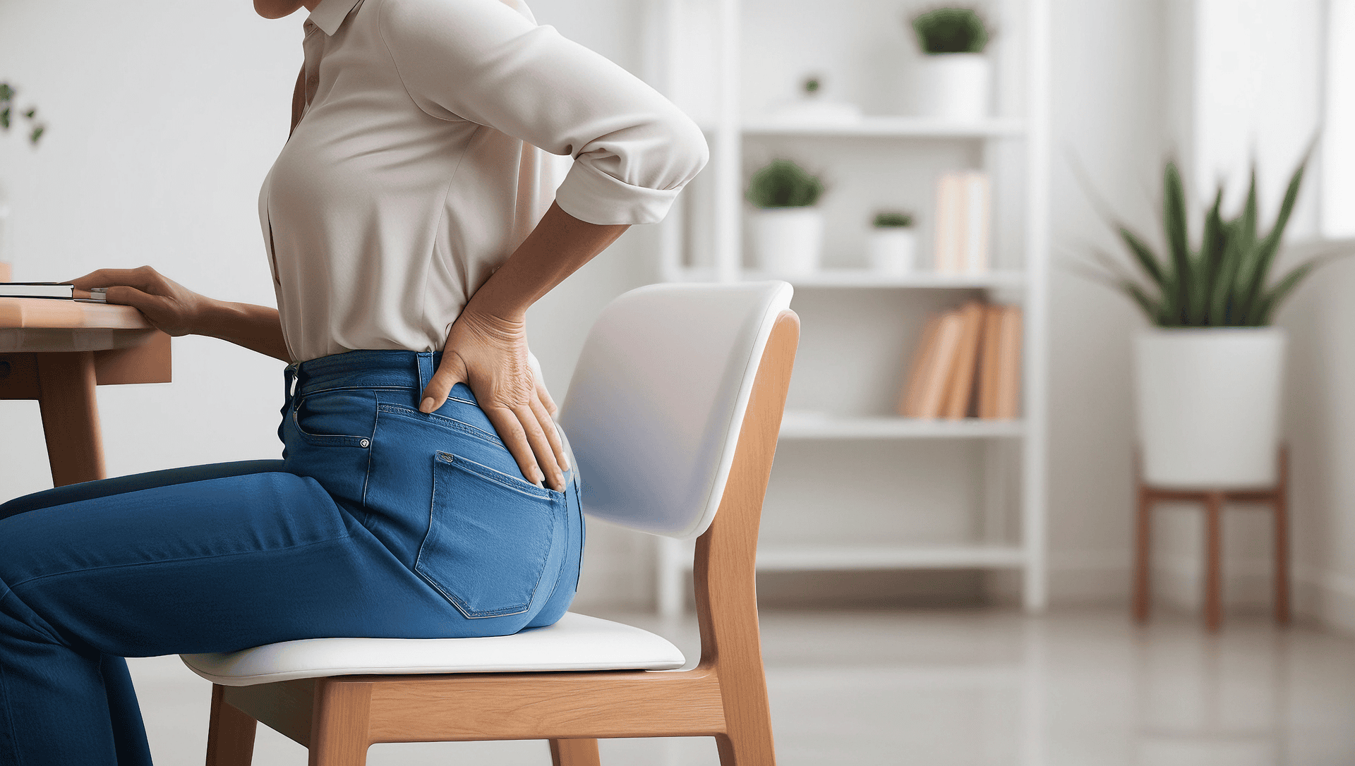 the woman experiencing lower back pain